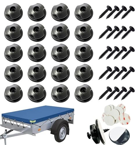 Crochets Boutons De Fixation,Crochet De Bâche Ronds,Crochet Ridelle de Bâche en Plastique,Boutons Ronds pour bâche de remorque,pour la Connexion des Filets et des Cordes en Tissu de Fil étanches