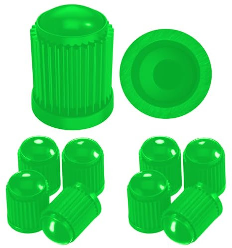 Pitlane Performance® Ventilkappen 10 Stück Ventildeckel Auto-Reifen Ventilabdeckung Reifenventil-Kappen Autoventil-Kappen PKW, SUV, Motorrad, Fahrrad für alle Schrader-Ventile (Grün)