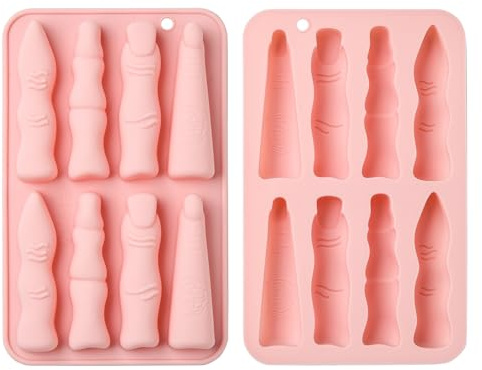 Stiesy 2 Pcs Halloween Finger Silicone Moulds Creepy Hand Shapes Flexible Chocolate Baking Candy Molds for Spooky Treats Cupcake Toppers Horror Party Decor Polymer Clay Crafts