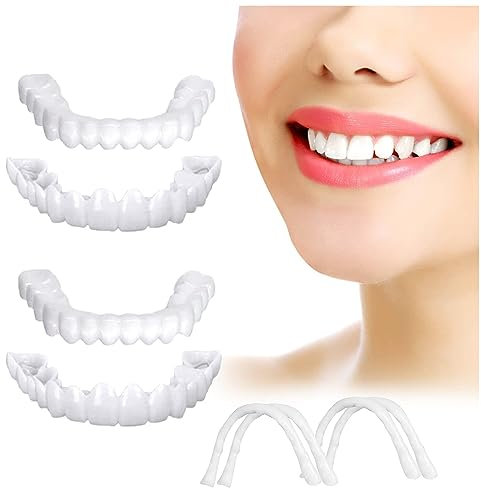 Facette Dentaire Cosmétique, 2 Paires Placages Fausses Dents Haut et Bas Temporaires pour Blanchiment Des Couvrir Les Dents Imparfaites