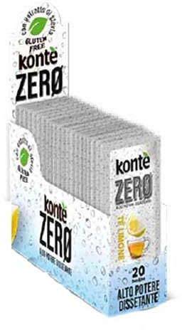 KONTE ZERO DRINK TE' AL LIMONE - 20 Bustine Monodose di Preparato istantaneo per Bevanda ICE TEA LIMONE con Estratto di Stevia e Vitamina C - Zero Calorie - Zero Zuccheri - Gluten Free -