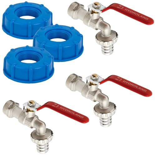 Lot de 3_Robinets en laiton pour cuve 1000 L et adaptateur de réservoir IBC 3/4