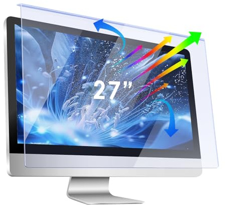 Qoosea 27 Pulgadas Protector de Pantalla Bloqueador de Luz Azul para Monitores de Ordenador Ajuste Universal 612.6x356 mm Anti-Resplandor Protección UV para Trabajo Prolongado y Juegos(27 16:9)