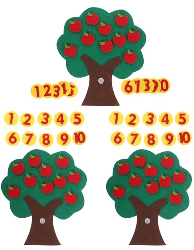 Toddmomy 3ensembles Jeu de Mathématiques Montessori Arbre à Compter Forme de Pomme pour Apprendre à Compter Associer Les Maternelle
