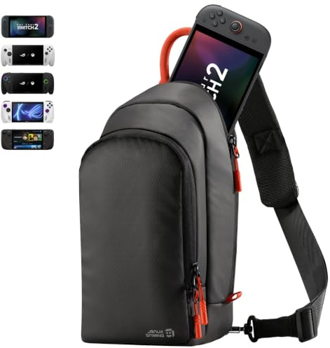 JSAUX Sling Bag for Switch 2, Steam Deck and ROG Xbox Ally X | Crossbody Travel Case, Large Capacity, 3 Compartments, Joystick Guard Design