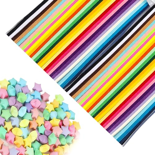 HX-pyahgtv 3240 Stück Origami Stern Papierstreifen, 27 Farben Papierstreifen zum Basteln, Sterne Flechtstreifen Papier, Papierstreifen Für Sterne für DIY Handwerk Dekoration Bastelliebhaber