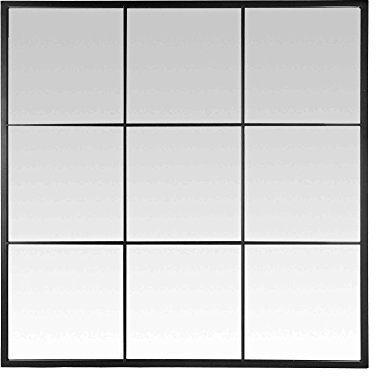 DRAWER Espejo ventana estilo industrial, 100 x 100 jules, color negro