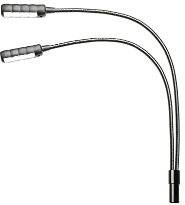 Adam Hall Stands SLED2ULTRAXLR4 4-polig XLR Schwanenhalsleuchte mit 8 COB LEDs, Weißes Licht, 2 Schwanenhälse