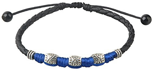 Ancient Tribe Bracelet de cheville fait à la main en cuir noir réglable pour femme, Cuir