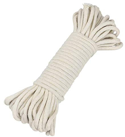 Enenes 65FT Braided Cotton Rope 1/4 Inch Multi-Use DIY Craft Rope for Basket Making, Self-Watering Plants, Candle Wicks Clothesline Natural Eco-Friendly Fiber for Indoor/Outdoor Projects