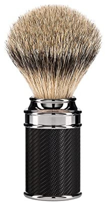MÜHLE Traditional Rasierpinsel - Rasurpinsel aus Silberspitz-Dachszupf - Griff aus schwarzem Edelharz und verchromten Metallakzenten