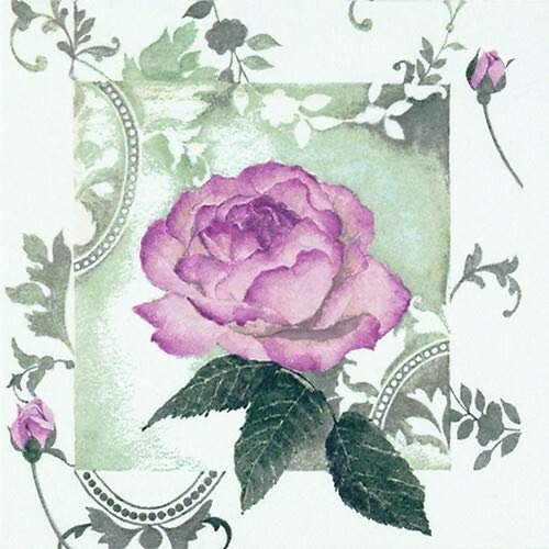 20 Servietten Traumhafte Vintage Rose als Blume für Hochzeit oder Serviettentechnik 33x33cm