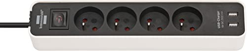 Brennenstuhl Multiprise ECOLOR Blanche, 4 prises + 2 prises USB, avec 1,5m de câble