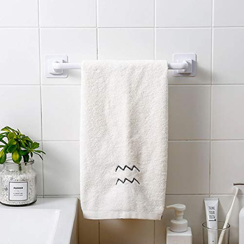 Porte-serviettes mural de salle de bain, barre porte-serviettes à ventouse, rail simple, moderne, tapis de douche amovible, barre adhésive pour porte de douche - Blanc - 45 cm