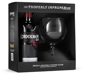 Brockmans Intensely Smooth Premium Gin Gift Set 70cl with Gin Balloon Glass | Crafted with Dark Berries and Noble Traditions,Packaging may vary