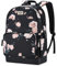 MOSISO Laptop Backpack for Women with USB Charging Port, 15.6 inch Laptop Rucksack Anti-Theft Stylish Casual Daypack Bag with Luggage Strap, Camellia Travel Backpack, Black