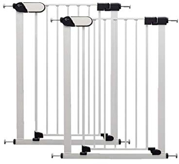 Callowesse Kemble Narrow Child & Pet Gate, 76cm High, Fits Openings 65-70cm, Pack of 2, Pressure-Fitted, No Screws, for Narrow Doorways, Stairs & Hallways, Extensions Available (White)