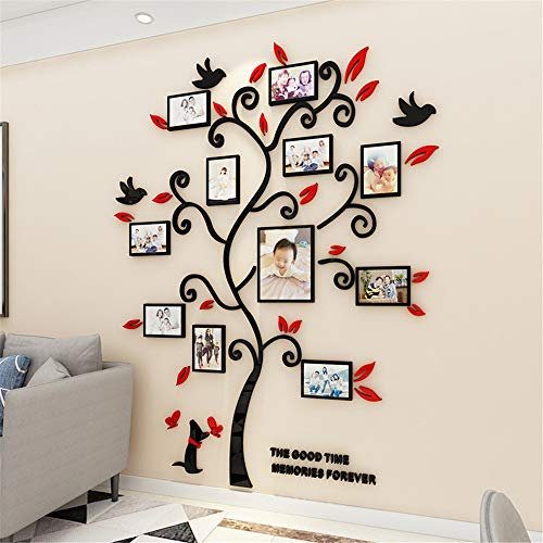 3D Wall Stickers Photo Frame Tree Wall Sticker Frame Decor Sticker Home Art Decor for Living Room Bedroom Hallway Kids' Room Frame Decor Sticker Home Decor (160 * 190cm, Red)
