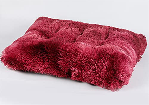 Liveinu Cama Antiestres Perro Cama Relajante para Perros Gattos Sofá Rectangular Suave de Felpa Invierno Cueva para Mascotas Lavable con Parte Inferior Antideslizante Tinte Rojo Vino XL