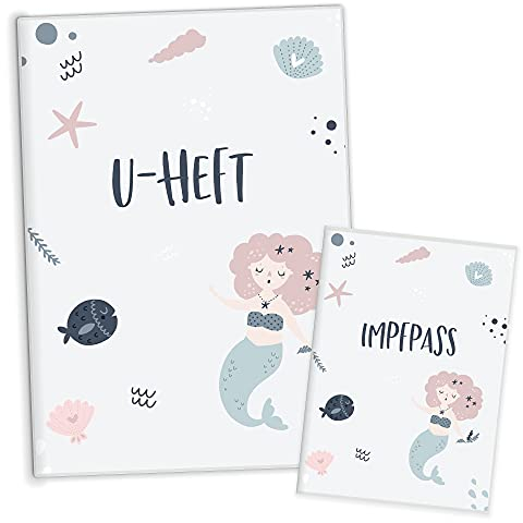 HIMMEL.HERZ.PAPIER® U-Heft-Hülle inkl. Impfpass Hülle - 3- teiliges Set - Hochwertige Hülle für Untersuchungsheft und Impfpass deines Kindes - Meerjungfrau