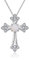 PRAYMOS Kreuz Halskette Opal 925 Sterling Silber Halskette für Frauen Mädchen Weihnachts Halskette Geschenk für Sie Damen