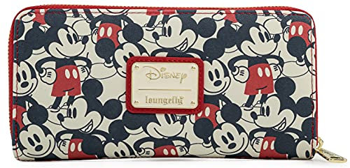 Loungefly Disney Mickey & Minnie Mouse Geldbörse mit Reißverschluss, Kunstleder, Mehrfarbig, Geldbörse mit Reißverschluss