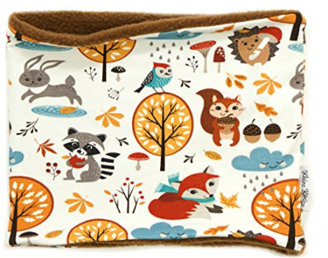 Kleine Könige Loop Schal Kinder Jungen bis 10 Jahre · Modell Waldtiere Cozy Forest · Innen Fleece braun · Made in Germany
