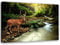 Feeby Vlies Leinwandbild Reh Hirsch Wald Geweih 30x20 cm Wand Bild Kunstdruck Deko Wohnzimmer Wohnungs Deko Natur Bäume Fluss Wildes Tier Grün
