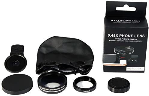 2 in 1 Clamp Lens for Samsung Galaxy S21 Ultra Smartphone Super Wide Angle Macro 0.45X Universal Lens (Black)