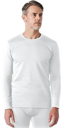 LAPASA Herren Innenfleece Thermo Unterhemd, Thermounterwäsche Oberteil Funktionsunterwäsche M26, Weiß (Extra warm, 1 Pack Oberteil), L