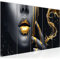 Runa Art Bild Lippen Gold Schwarz Wandbilder auf Vlies Leinwand 5 Teilig Wanddekoration Wohnzimmer Schlafzimmer 041556a