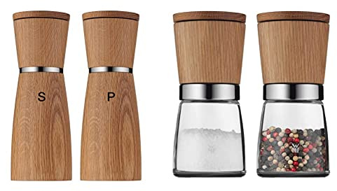 WMF Ceramill Nature Salz und Pfeffermühle-Set 2-teilig, 17,9 cm, unbefüllt, Holz Keramikmahlwerk, Mühle für Salz, Pfeffer, Chillischoten & Ceramill Nature Salz und Pfeffer Mühle Set 2-teilig