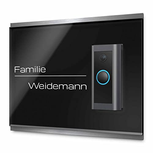 Hochwertige Klingelabdeckung aus Edelstahl und Acrylglas für alle gängigen Funkklingeln - Kompatibel mit Video Doorbells und Funk Klingeln - Personalisierbare Klingelplatte