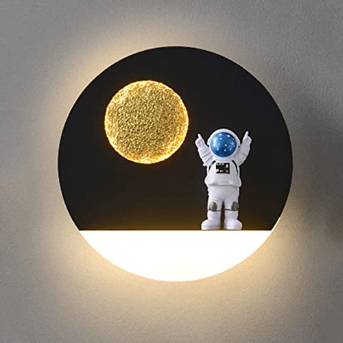 HKLY Astronaut LED Wandleuchte Kinderzimmerlampe, Metall Wandbeleuchtung Dimmbar mit Fernbedienung Innen Modern Kinder Wandlampe für Jungen Mädchen Zimmer Nachtlicht 12W,A1