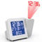 Miraval Funk-Projektionswecker Blaues LCD Display Funkuhr Funkwecker Datumsanzeige Raumtemperatur Batterie Netzbetrieb Digital Reisewecker (Weiß)