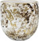 Maceta MACETERO para Interior/Exterior Barro Decorado Pintado Varias Medidas (25 CMS, Blanco Crema Oro)