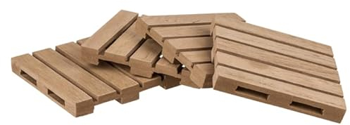 4 x Untersetzer Palette aus Holz 10x10x1cm für Gläser, Flaschen und Tassen