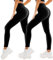 SINOPHANT 2er Pack Leggings Damen High Waist - Sportleggins Elastisch Yogahose Blickdicht Fitness Gym Yoga(2 Schwarz/Schwarz,XXL)