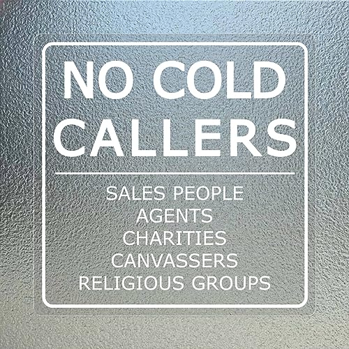 No Cold Calling Sign Sticker 15 × 15 cm Self Adhesive Vinyl Window Transparent Decal No Cold Callers Sign Removable Waterproof UV Resistant for Door Window Business Office 5 PCS