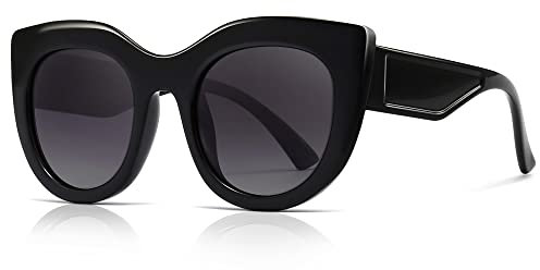 SUNGAIT Polarisierte, trendige Sonnenbrille für Damen und Herren, Retro, rund, 90er-Jahre-Vintage-Sonnenbrille, Kunststoffrahmen, Damen-Sonnenbrille SGT246-LHSH-DE