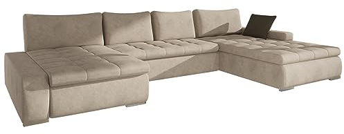 Mirjan24 Ecksofa Caro, Elegante U-Form Couch, Eckcouch mit Bettkasten und Schlaffunktion, Polsterecke, Couchgarnitur, Bettsofa für Wohnzimmer Wohnlandschaft (Zetta 291 + Zetta 294)