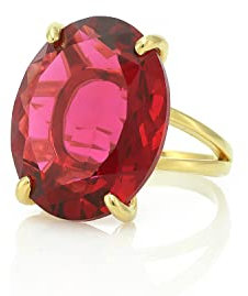 Bague Ovale Tourmaline Rose - Bague en Or - Pierre de Naissance d'Octobre - Monture à 4 Griffes - Bague Femme en Pierre Précieuse - Couleur Rose Profond - Bijoux de Haute Qualité