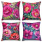 ASDCXZ Kissenbezug Retro Blumen 40x40 cm 4er Set, Geölt Rosenrot Blume Sofa Kissen Dekokissen Kissenbezüge Kissenhülle Waschbar Polyester Flachs Textil Outdoor Polster Kopfkissenbezug Kissen Bezug