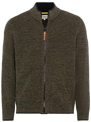 camel active Herren Strickjacke aus einem Soften Baumwollmix Dunkel Khaki, Menswear-XL