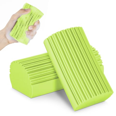 2-Pack Damp Clean Duster Sponge, Magic Cleaning Sponge Baseboard Cleaner Duster Sponge Tool, Dusters for Cleaning Baseboards, Vents, Mirrors, Ceiling Fan & Cobweb, No Dust Flying and Spreading…