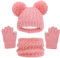 ZONTO wintermütze Kinder Winter Hut Handschuhe Schal Set Fleece Warme Schal Dicke Strickmütze Jungen Mädchen Beanie Hut-Pink-1-6Y