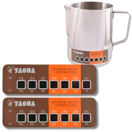 Stick-On Liquid Crystal Milk Jug Thermometer - 2 Pack- Waterproof Dual Dial Label - Ideal for Perfectly Frothed Milk - Long-Lasting Design