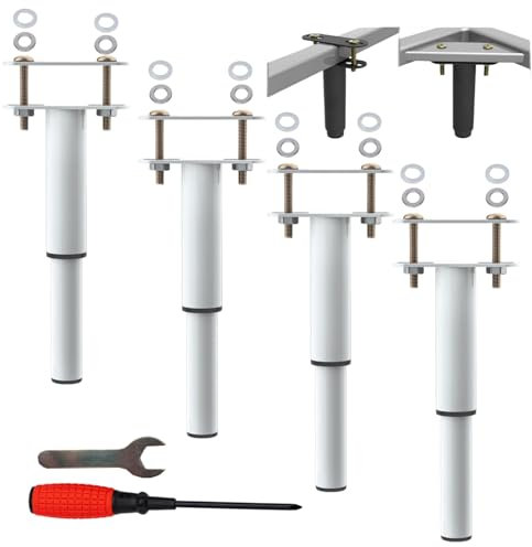 EURXLQ 4 pcs Weiß Bettfüße Einziehbar,Bettbeine Verstellbar,25-43cm Bettgestell Beine,Bett Füße,Strapazierfähig Lattenstützbein,Metall-Möbelstützfüße,Geeignet für Bettgestell,Schrank,Sofa