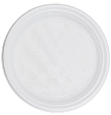 Commerline Plastikteller, 800 Stück ungeteilt, Rund, Einwegteller | 22 cm, Kunststoffteller, Plastik Teller, Einweggeschirr, robust, stabil, weiß, für Party, Camping, Catering, Gastronomie
