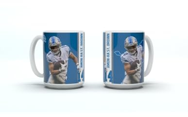 Detroit Lions Amon-Ra St. Brown NFL Tasse Becher Kaffeetasse Mug ** Jumbo Mug Motion ** 450 ml